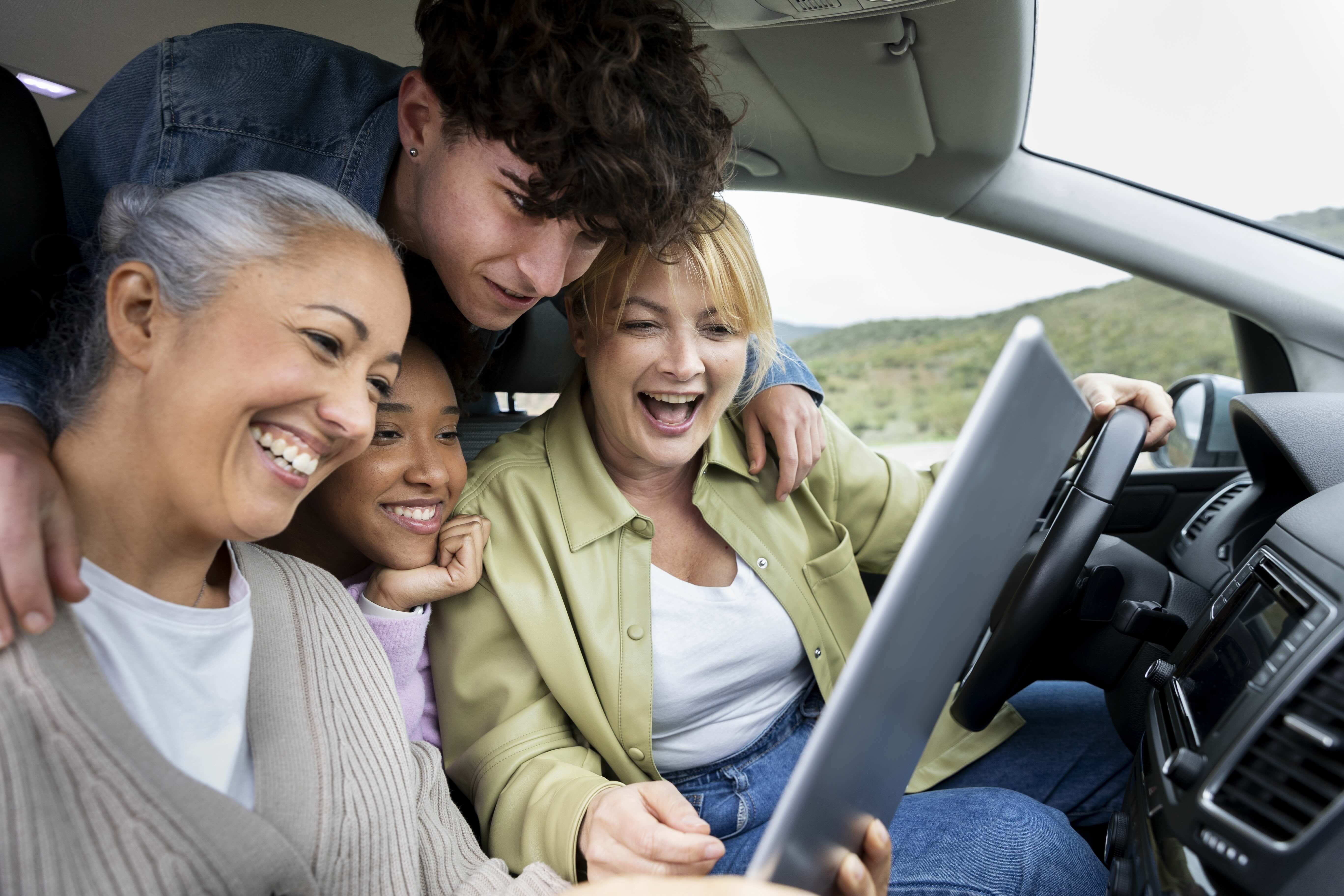 Family enjoying road trip